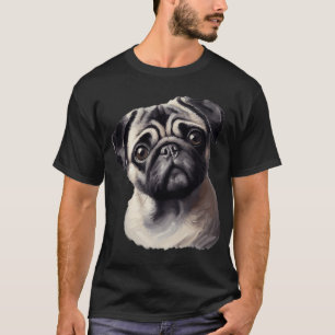 T-shirt Pug en art Ai réalisé dans la palette classique co
