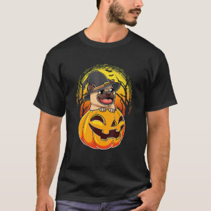 T-shirt Pug Et Citrouille Chien De Halloween Effrayant Hom