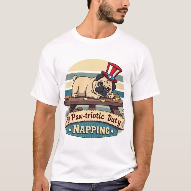 T-shirt Pug faisant la sieste (Devant)