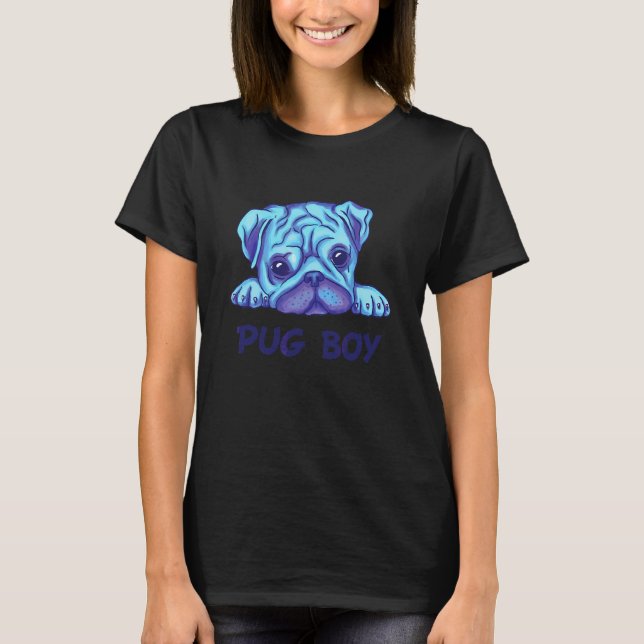 T-shirt Pug garçon visage de chien Pug (Devant)