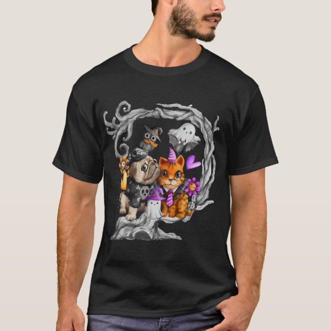 T-shirt Pug Halloween (Devant)
