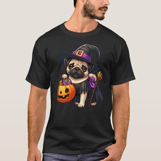 T-shirt Pug Halloween Costume Witches For Lover Dog (Devant)