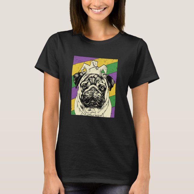 T-shirt Pug Jester Mardi Gras Dog Mom or Dad (Devant)