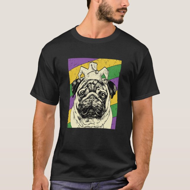T-shirt Pug Jester Mardi Gras Dog Mom or Dad (Devant)