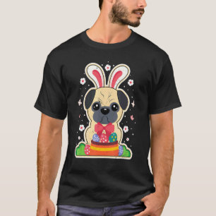 T-shirt Pug Jour de Pâques chiot oreilles de lapin panier