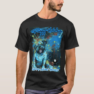 T-shirt Pug JOYEUX NOËL 133 JOUR DE L'AN PUGGY VACANCES