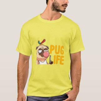 T-shirt Pug Life: Camiseta divertida con perro pug, chicle