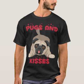 T-shirt Pug Life Pugs et baisers Lèvres et chiot cœur roug