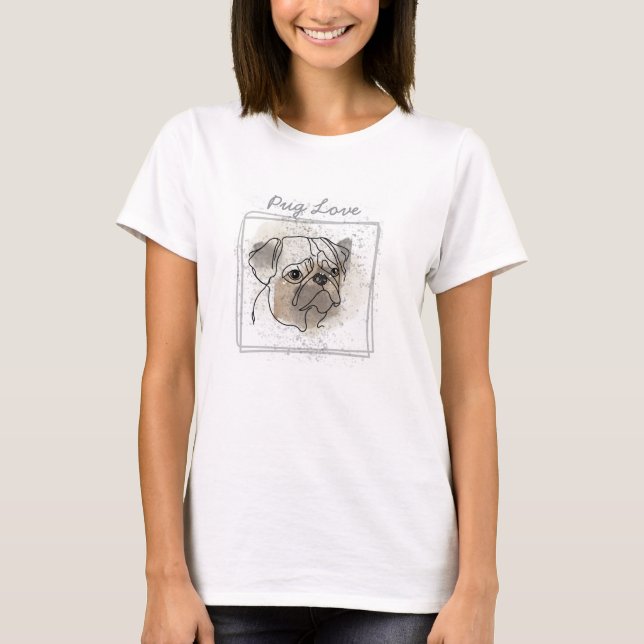 T-shirt Pug Love face 3 (Devant)