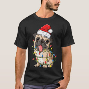 T-shirt Pug Lumières de Noël Renne Classique 939