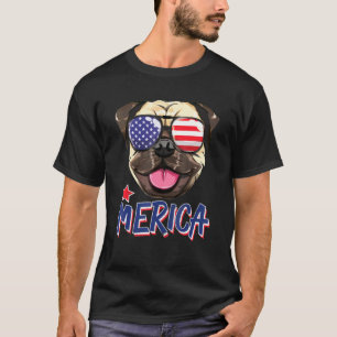 T-shirt Pug Merica 4 juillet Hommes Enfants Garçons Filles