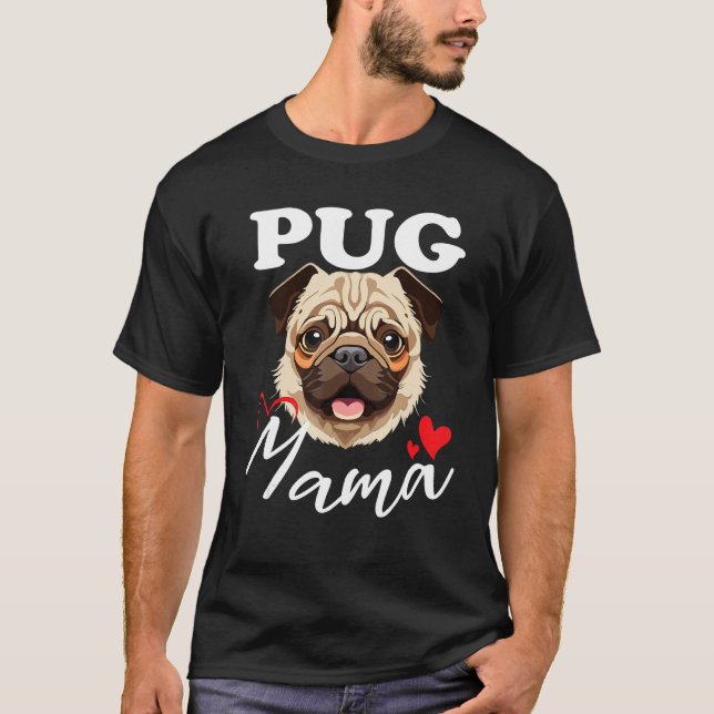 T-shirt Pug mum loves his dog  animal (Devant)