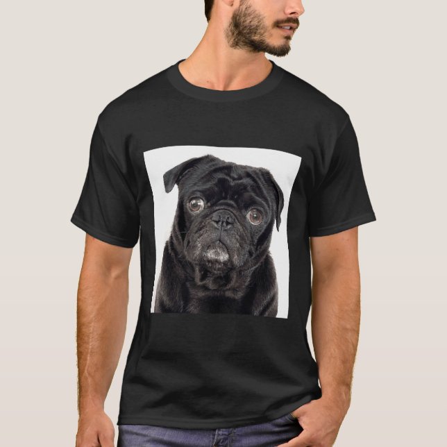 T-shirt Pug Noir Classique  445 (Devant)