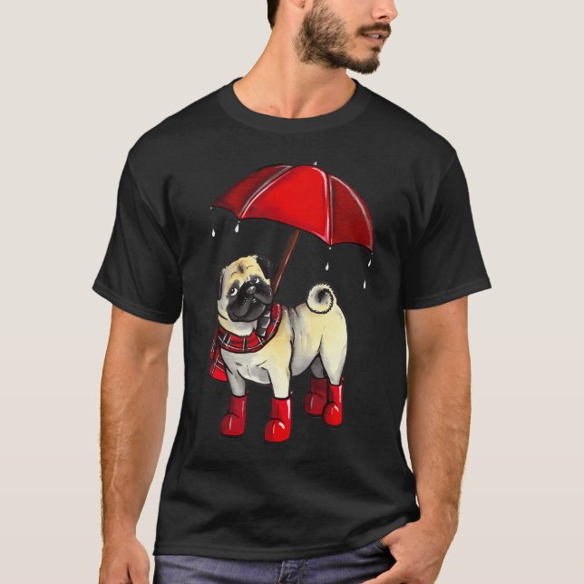 T-shirt Pug par temps pluvieux (Devant)
