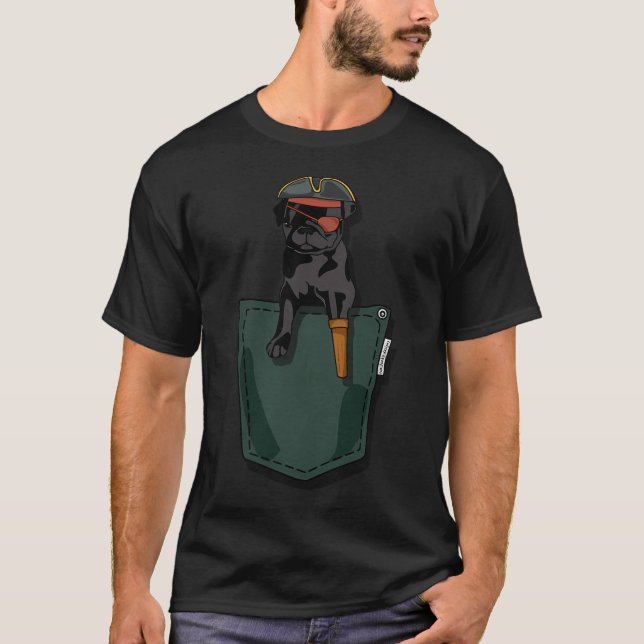 T-shirt Pug Pirate dans ma poche (Devant)