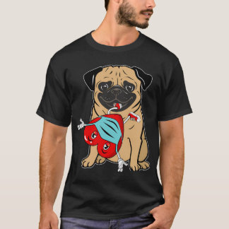 T-shirt pug portant un cœur avec un masque Joyuse Saint-Va