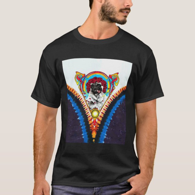 T-SHIRT PUG RECONNAISSANT TIE DYE 357 (Devant)