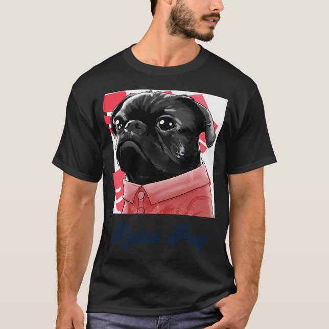 T-shirt Pug Rétro Balai Rétro (Devant)