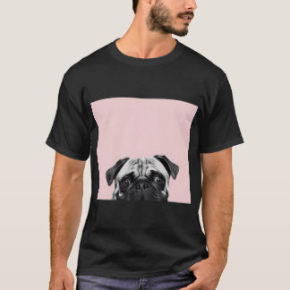T-shirt Pug rose pâle pop