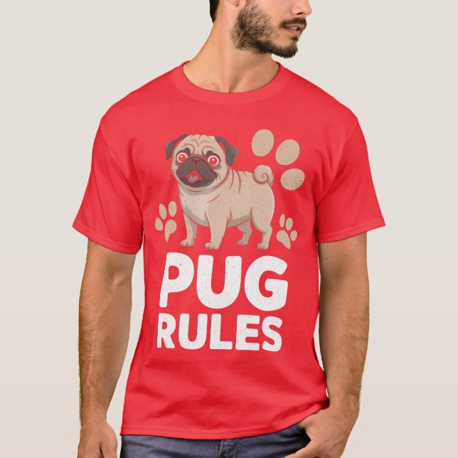T-shirt Pug Rules Dograiner Pet Breeder Pup Owner Puppy Lo (Devant)