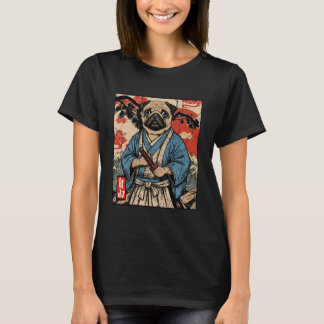 T-shirt Pug Samurai Art Japanese Warrior Dog Kawaii Anime 