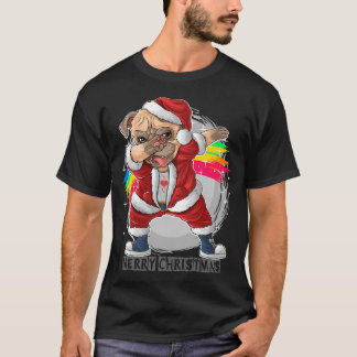 T-shirt Pug Santa Dabbing Joyeux Noël Pugmas - Pug Mer