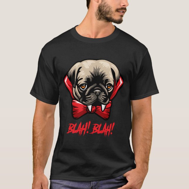 T-shirt Pug Vampire Halloween (Devant)