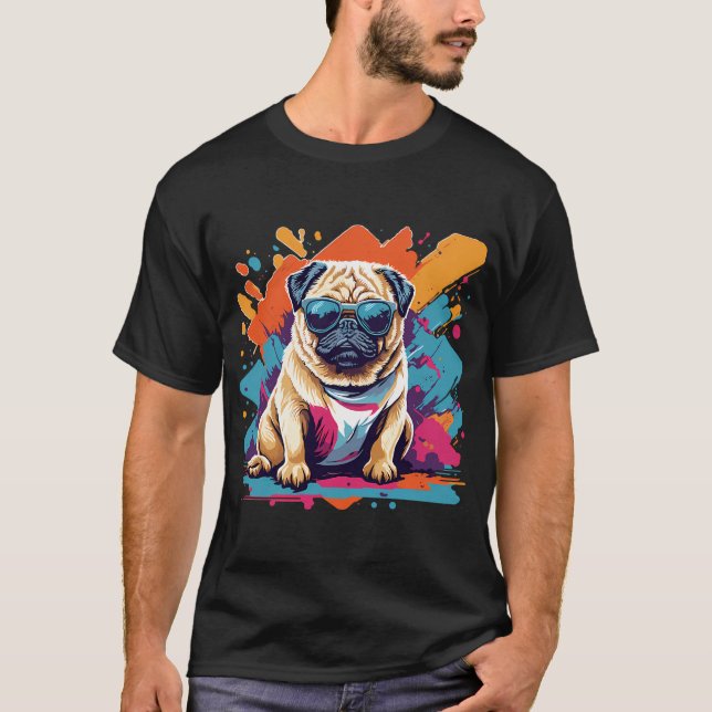 T-shirt Pug Vintage (Devant)