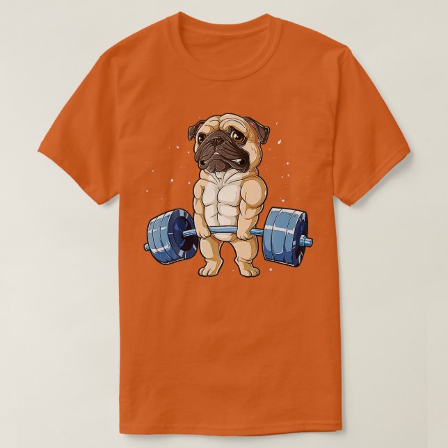 T-shirt Pug Weightlifting Funny Deadlift Men Fitness Gym W (Design devant)
