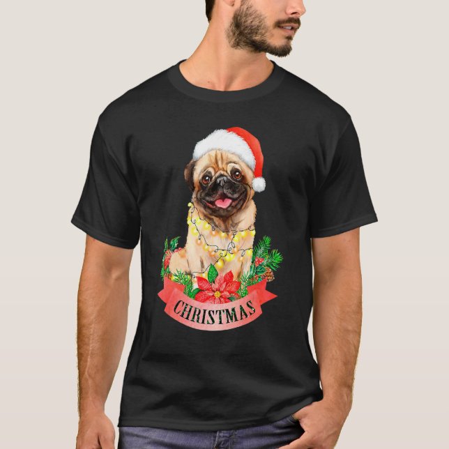 T-shirt Pug With Christmas Hat Christmas Pug (Devant)