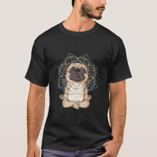 T-shirt Pug Yoga Mandala Funny Namaste Spiritual Meditatio