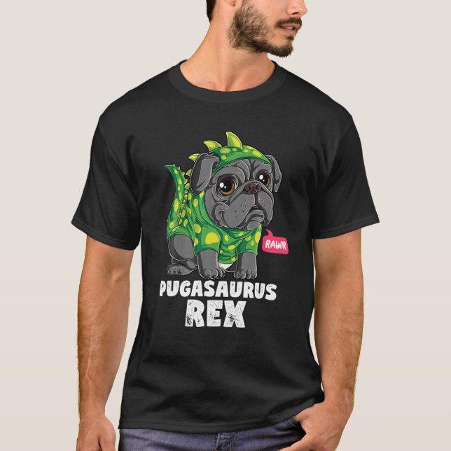 T-shirt Pugasaurus T Rex Carlin Dinosaure Costume Drôle Ch (Devant)