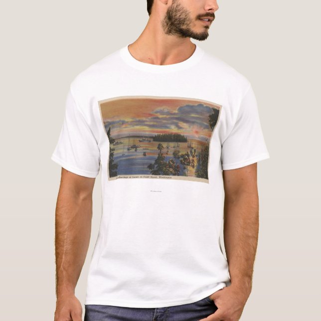 T-shirt Puget Sound, WA - amarrages de club de yacht au (Devant)
