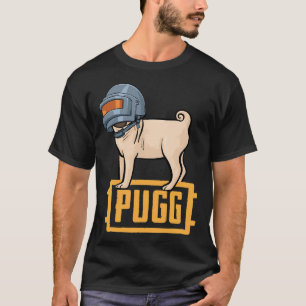 T-shirt PUGG Mignon Pug Drôle Portant un Casque PUBG Nivea