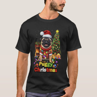 T-shirt Puggy Christmas Pug Xmas Pug Santa Claus Pug Lover