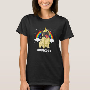T-shirt Pugicorn Carlin Unicorn Espace Galaxy Rainbow Girl