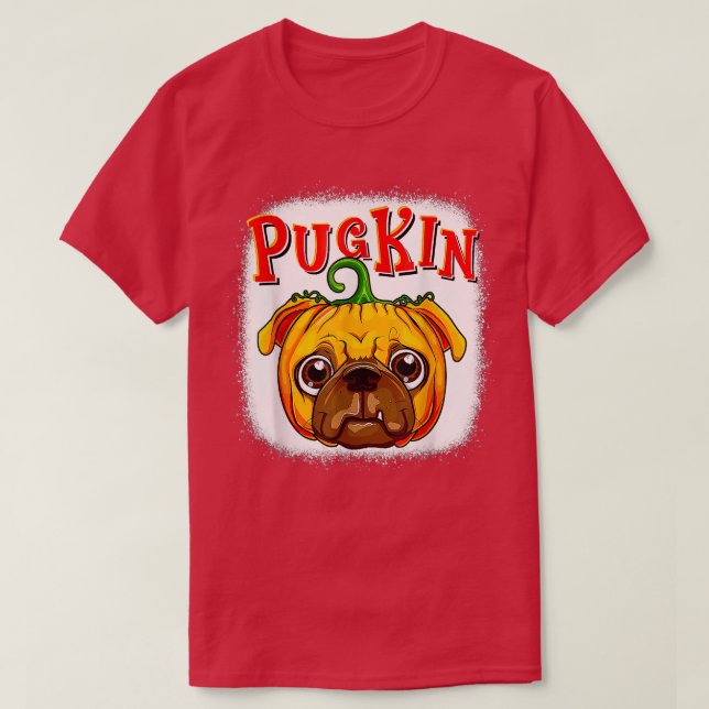 T-shirt Pugkin Carlin Citrouille T Chemise Halloween Enfan (Design devant)
