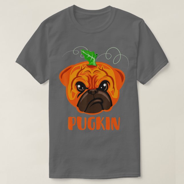T-shirt Pugkin Funny Halloween Carlin costume Citrouille C (Design devant)