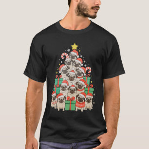 T-shirt Pugs de Noël Arbre de Noël Xmas Papa Maman Famille