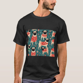 T-SHIRT PUGS EN ÉCHARPES NOËL HIVER VÊTEMENT DE SAISON 