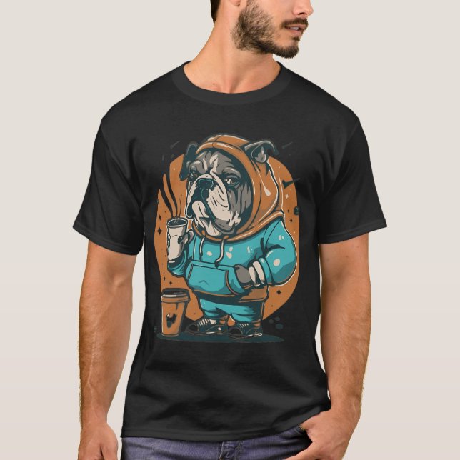 T-shirt Pugs Et Café Classique  (Devant)