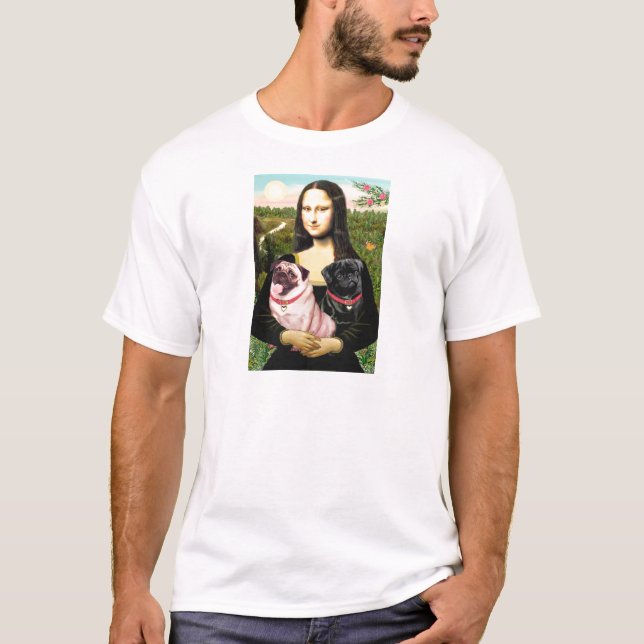 T-shirt Pugs (Fauve + Noir) - Mona Lisa (Devant)