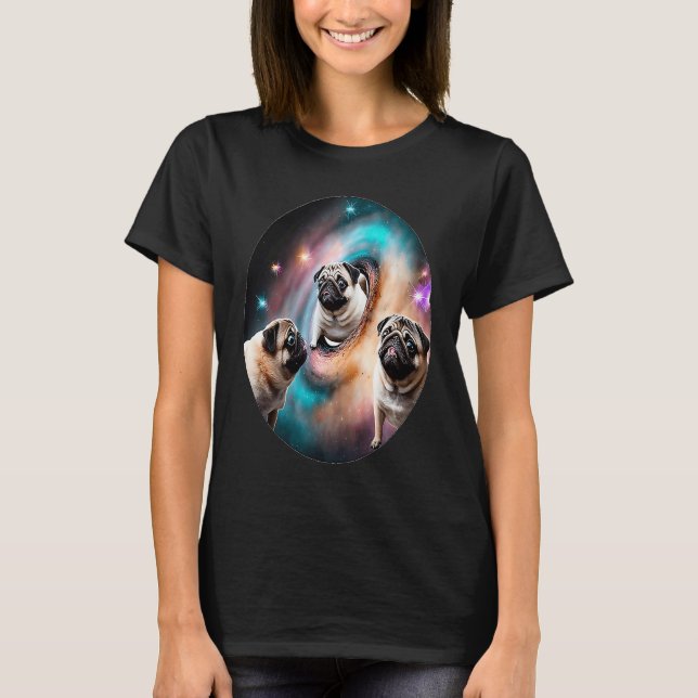 T-shirt Pugs In Space With Donuts Cute Pug Boys Girls Men  (Devant)