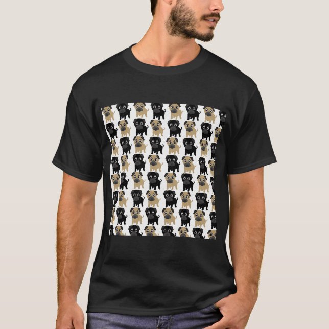 T-shirt Pugs noirs et fauves (Devant)