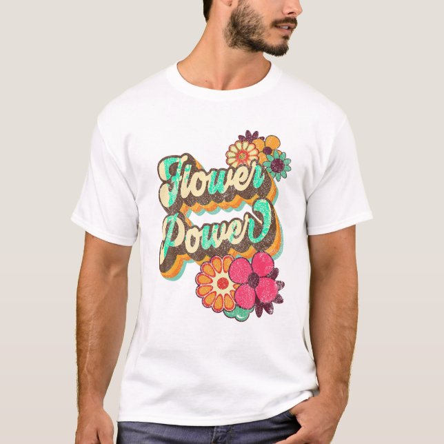T-shirt Puissance 60s 70s Hippie Rétro (Devant)
