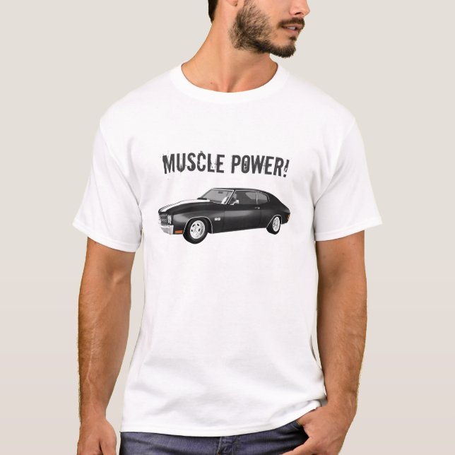 T-shirt Puissance de muscle : Modèle de Chevelle 3D : (Devant)