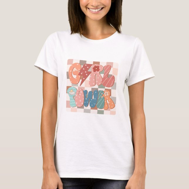 T-shirt Puissance Féminine Rétro (Devant)