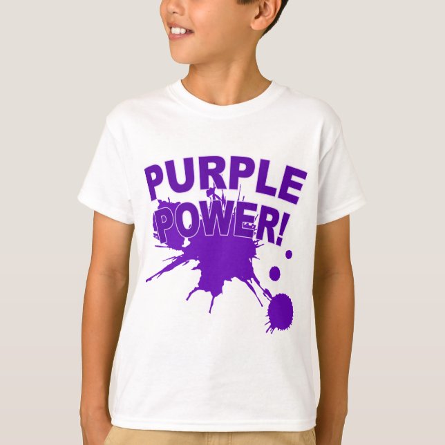 T-shirt Puissance violette avec une grande plaque de peint (Devant)