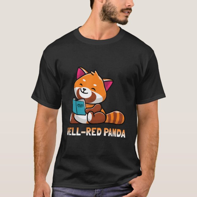T-shirt Puits Red Panda Bookworm Lecture Livres Panda (Devant)