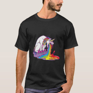 T-shirt Puking Unicorn Arc-en-ciel